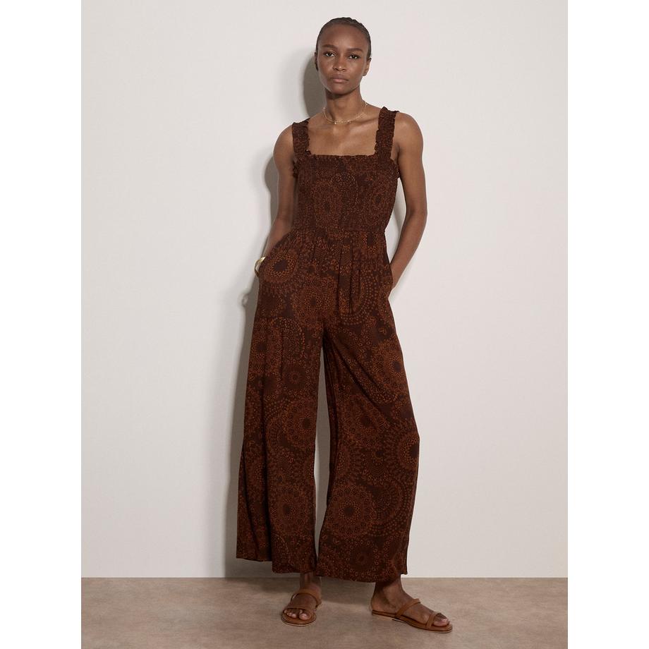 Kaleidoskop-Jumpsuit mit gerafftem, weitem Bein