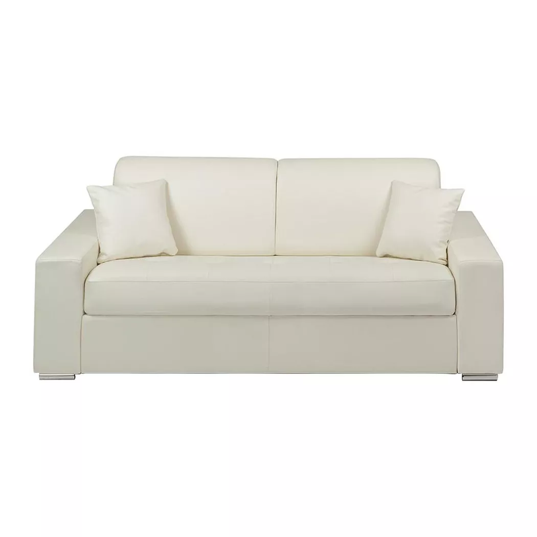 Vente-unique - Schlafsofa 3Sitzer EMIR Liegefläche 1Matratzen, One Size, Weiss