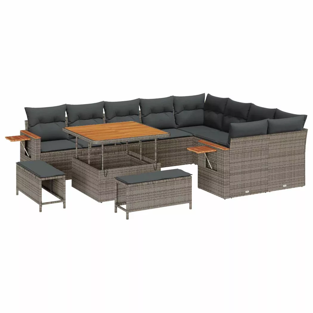 VidaXL - Gartensofa-set poly-rattan, One Size, Grau