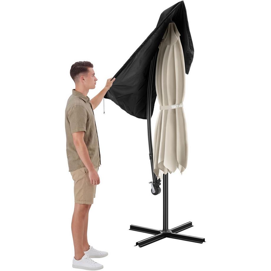 Tectake Ampelschirm Artemis 360 Grad drehbar, stufenlos neigbar wasserabweisend UV-Schutz 50+  