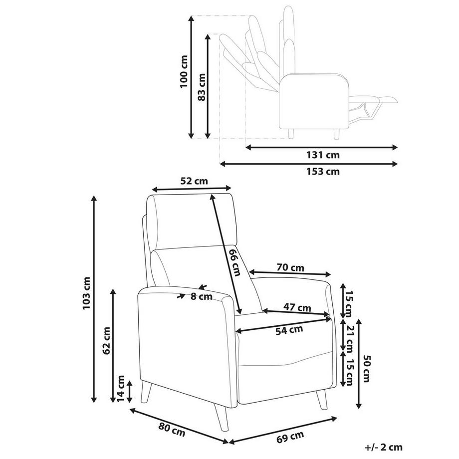 Beliani Fauteuil inclinable en Tissu Traditionnel SELVIK  