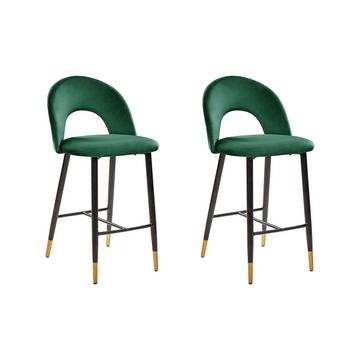 Lot de 2 chaises de bar en Velours Rétro FALTON