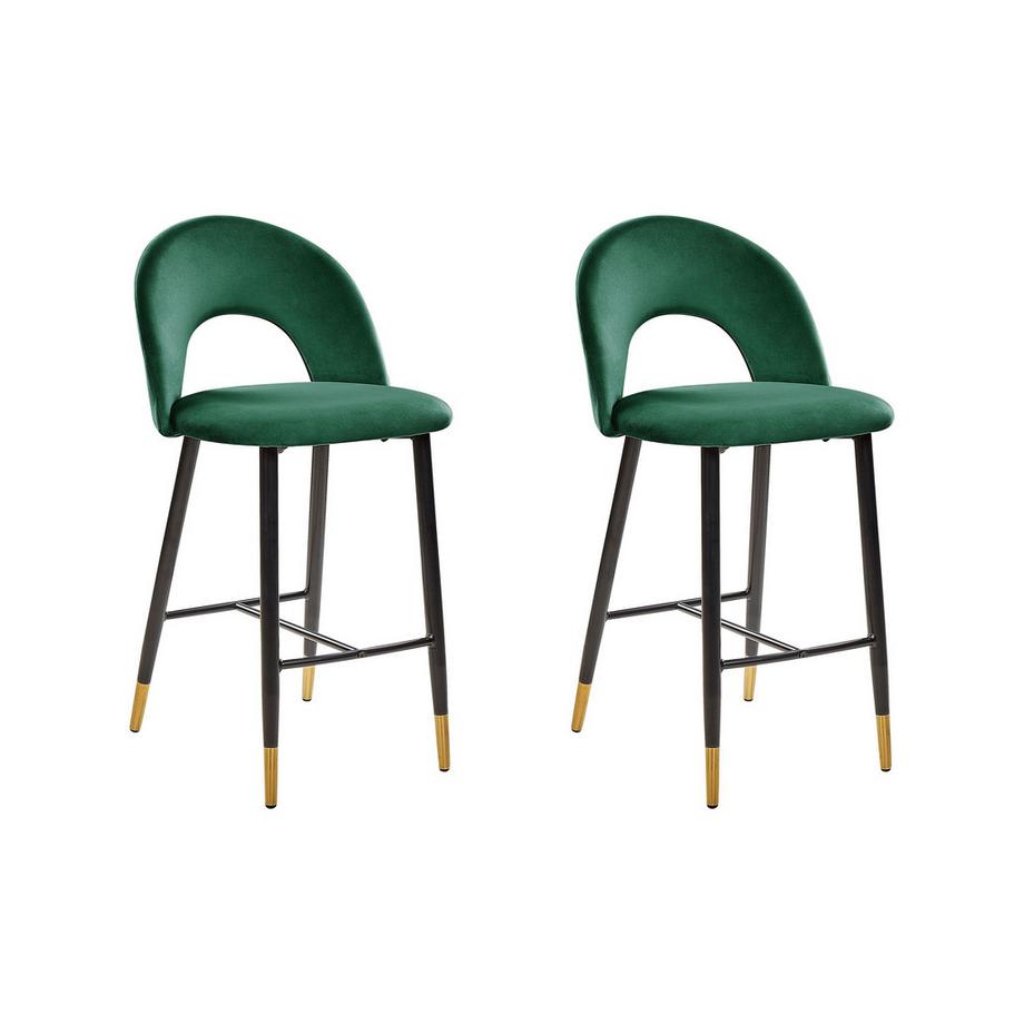 Lot de 2 chaises de bar en Velours Rétro FALTON