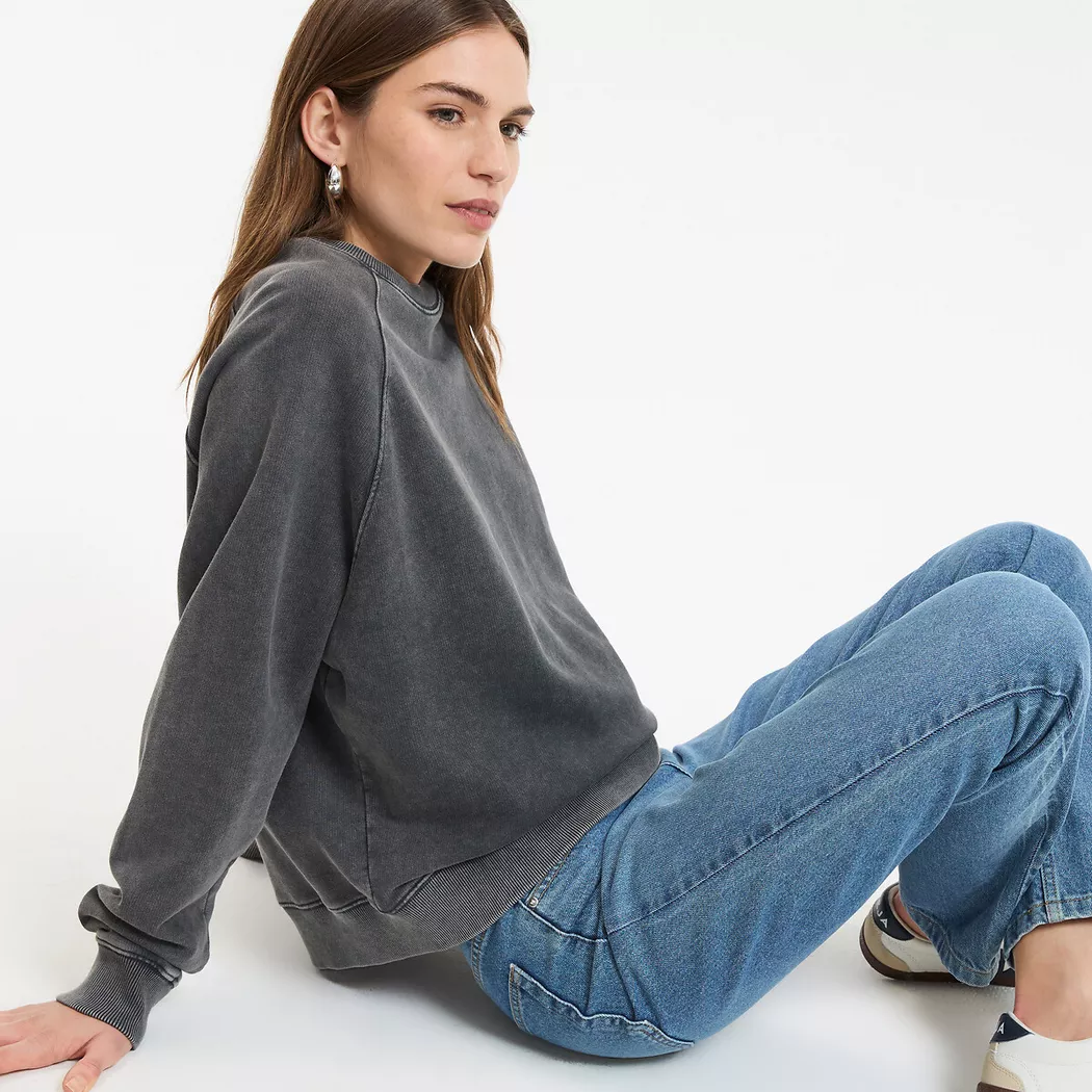 La Redoute Collections - Sweatshirt mit Rundhalsausschnitt, für Damen, Grau, Größe XS