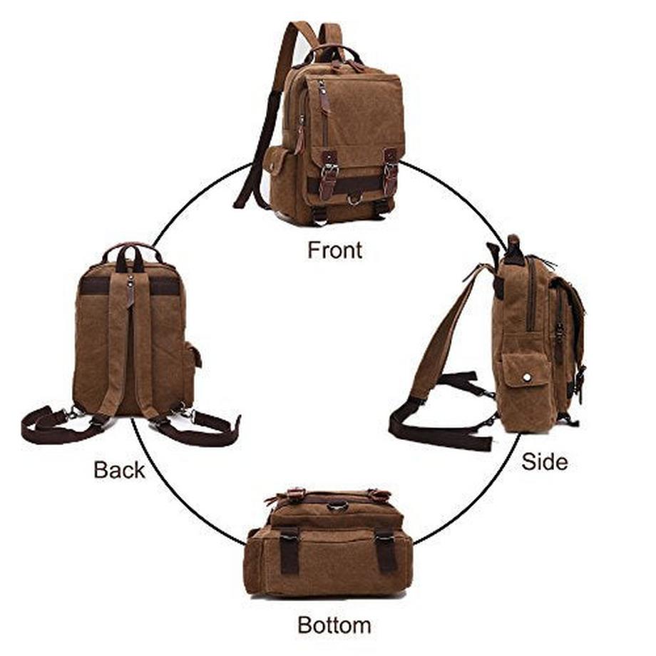 Only-bags.store Sac à dos messager vintage en toile pour le travail et l'école  