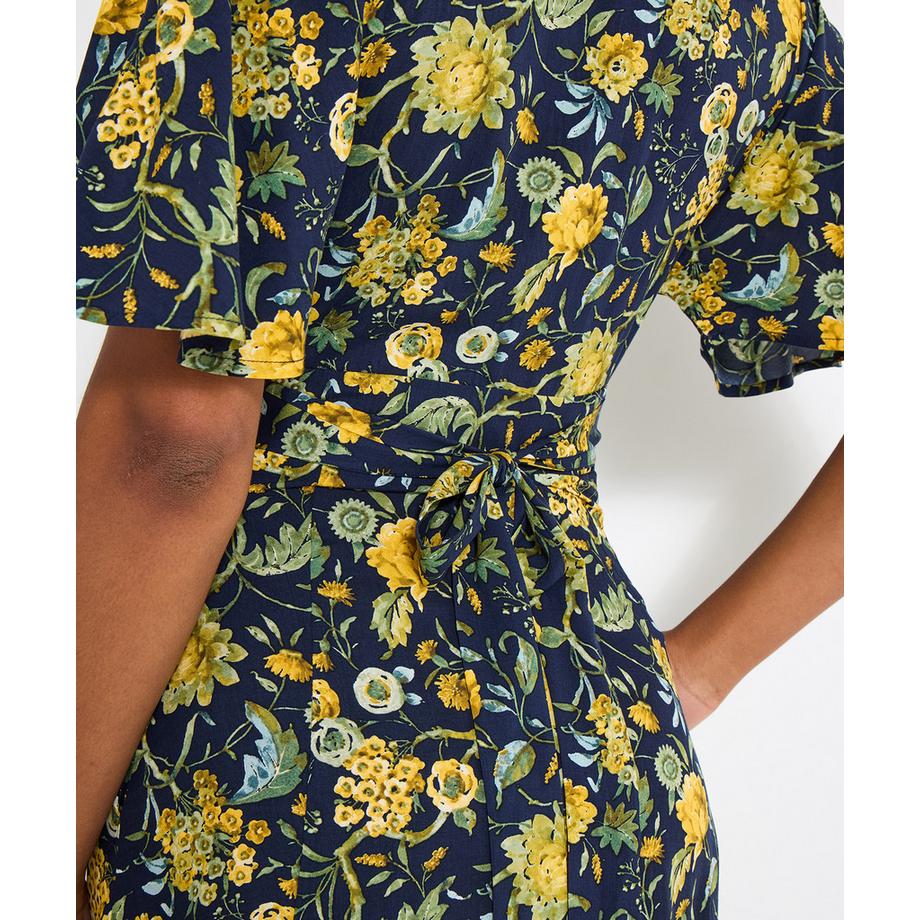 Joe Browns Herbstliches Blumen Maxikleid mit weiten Ärmeln und Knopfleiste  