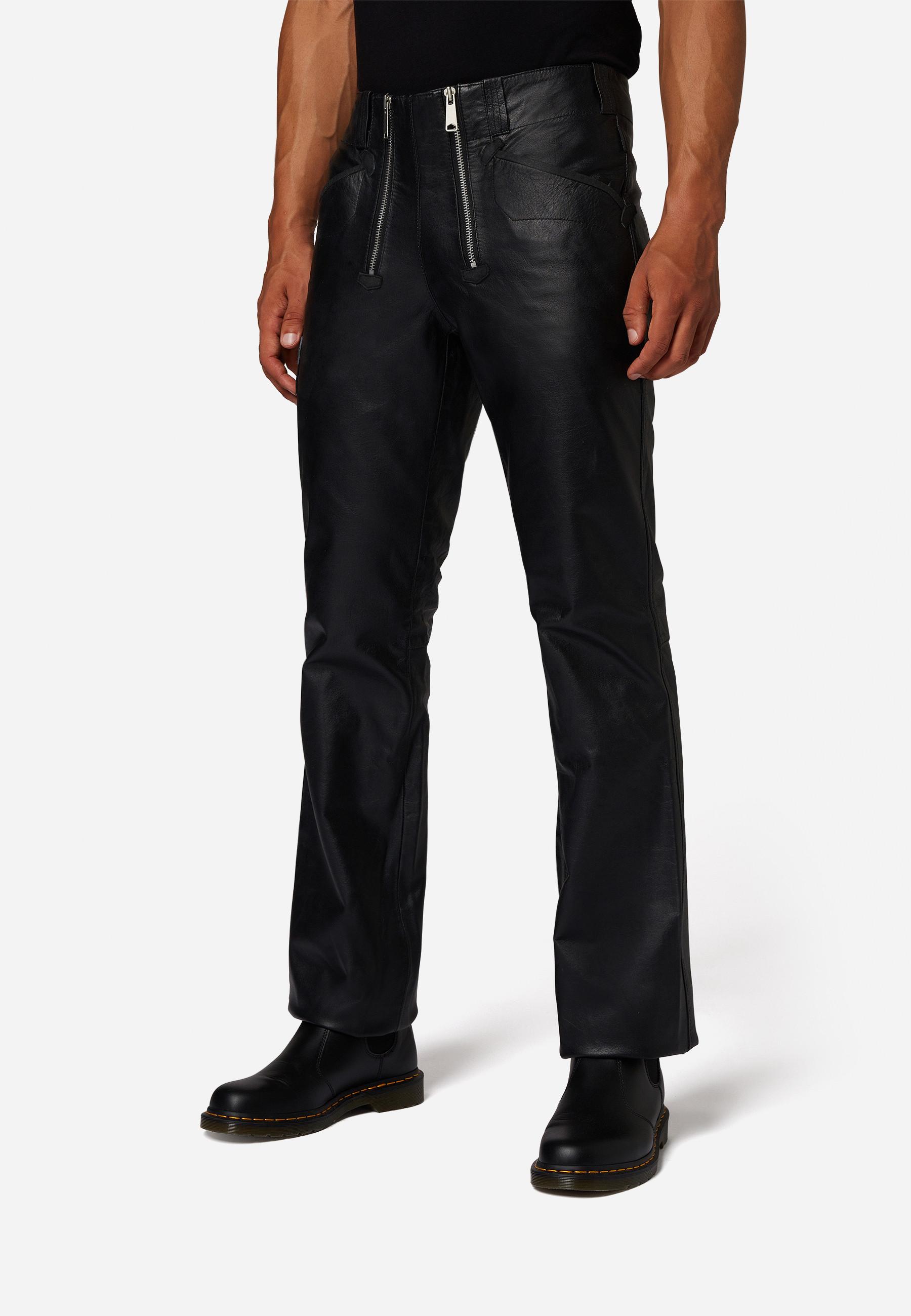 RICANO  Pantalon en cuir pour homme RT-105, pantalon de charpentier en coupe classique droite 