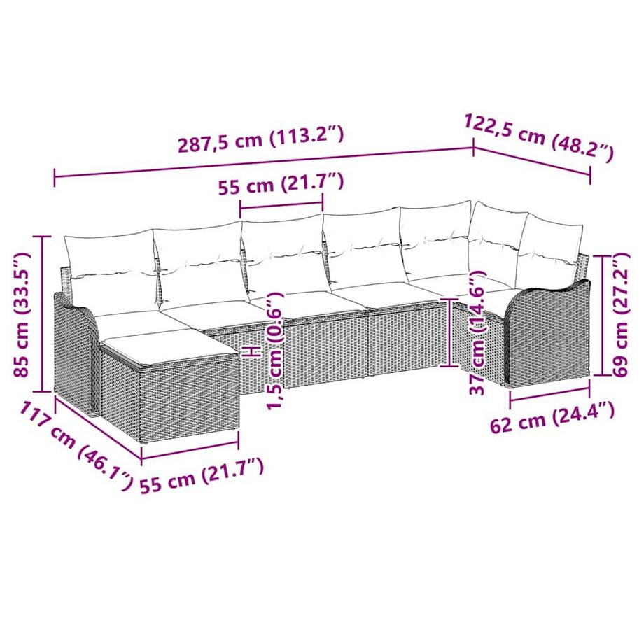 VidaXL Ensemble de canapé de jardin poly rattan  