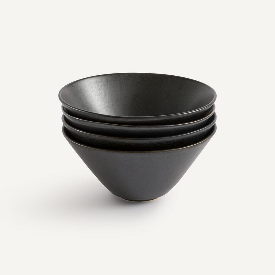 AM.PM Lot de 4 assiettes à pâtes en grès émaillé  