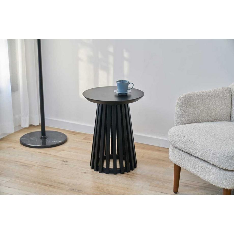 mutoni Tavolino Lorvu in legno Hevea nero rotondo 40  