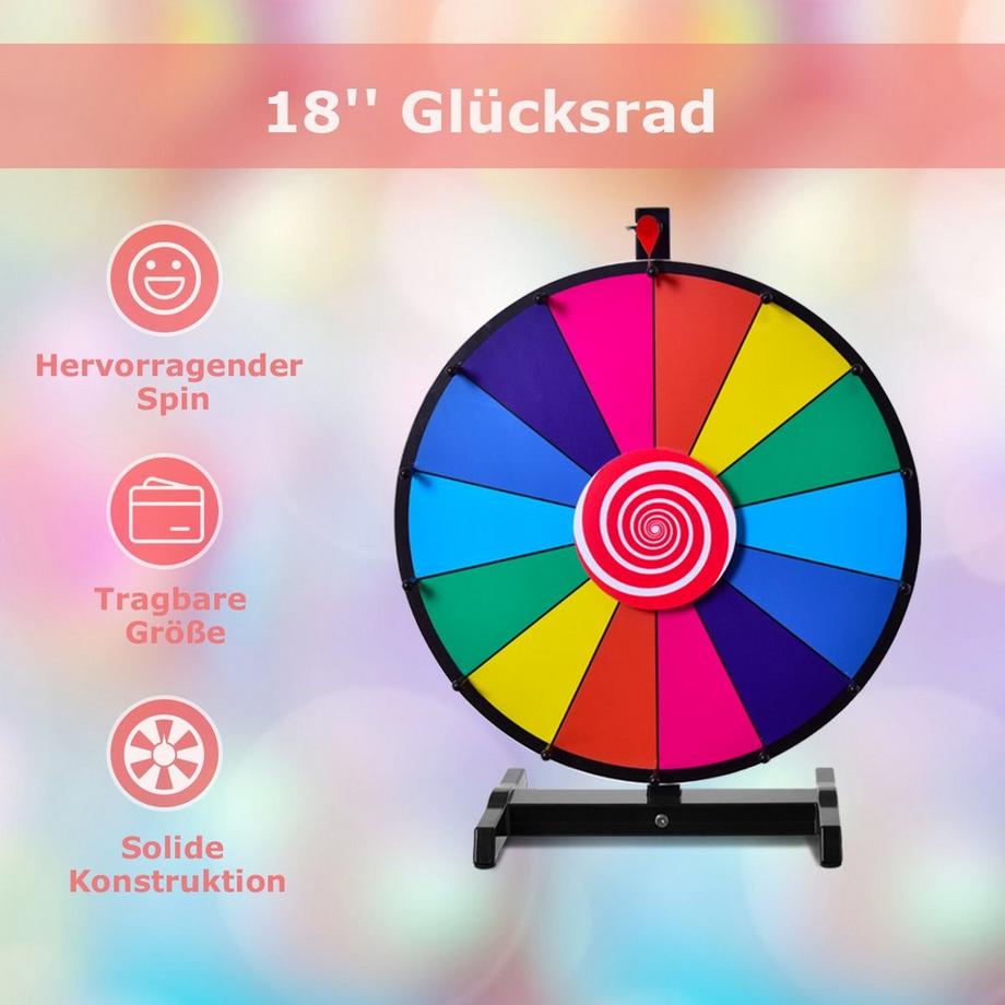 Northio  18" Glücksrad Spielzeug mit Radiergummi & Markierstift Rad Spiele für Lotteriespiele φ48cm 