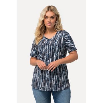 T-Shirt, Zierfalten, A-Linie, V-Ausschnitt, Halbarm