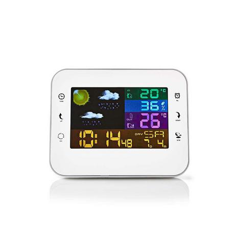 Nedis  Stazione meteorologica | per interni ed esterni | con sensore meteo wireless incluso | previsioni del tempo | visualizzazione dell'ora | display LCD a colori | funzione sveglia 