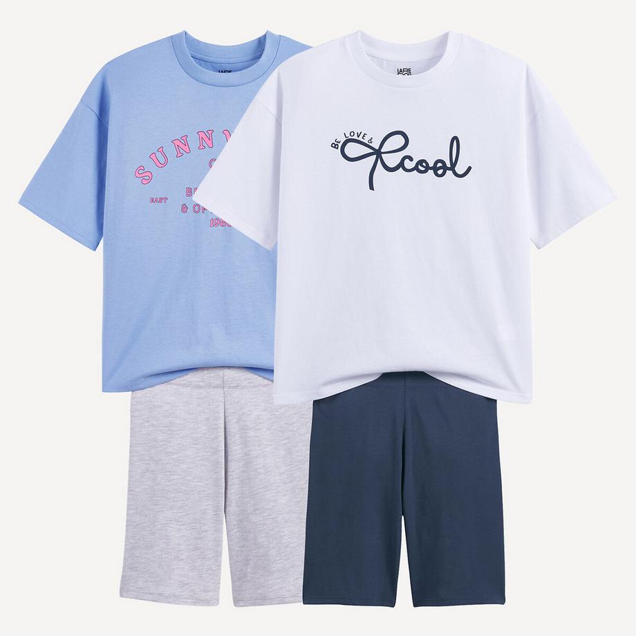 La Redoute Collections  Doppelpack Oversize-Pyjashorts mit Aufschrift 