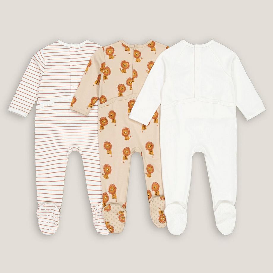 La Redoute Collections  Lot de 3 pyjamas 1 pièce en coton 