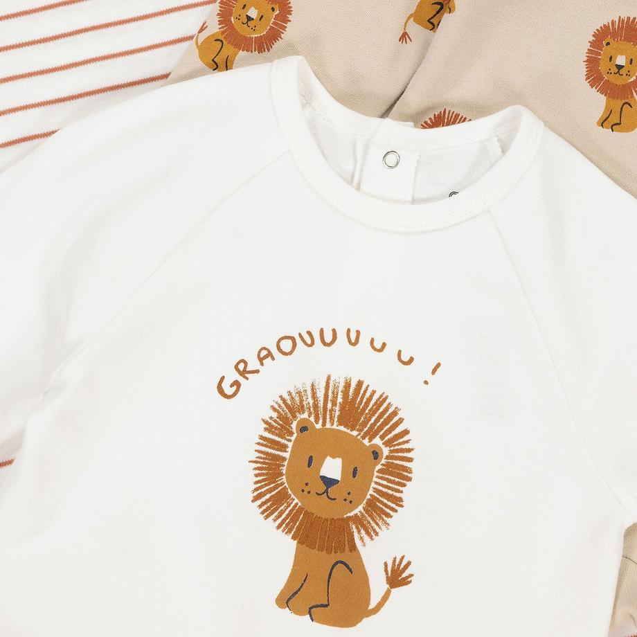 La Redoute Collections  Lot de 3 pyjamas 1 pièce en coton 