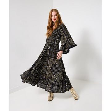 Boho-Maxikleid mit Schal-Print