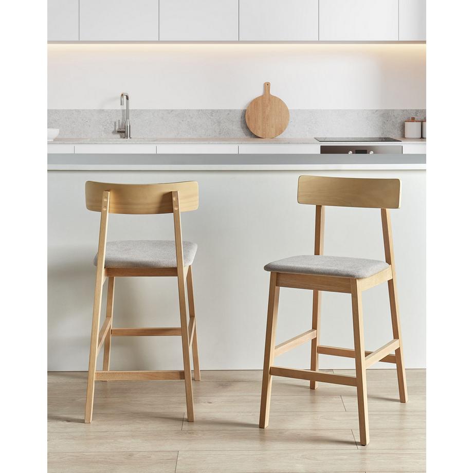 Beliani Lot de 2 chaises de bar en Bois d'hévéa  ISANTI  