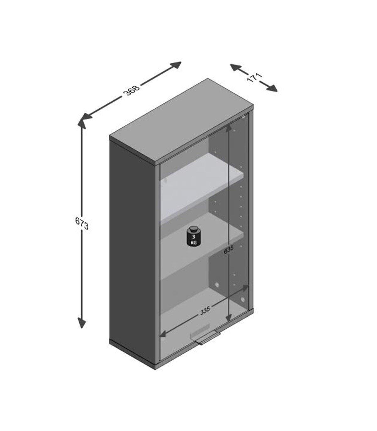 Calicosy  Meuble Haut de Salle de Bain 1 Porte L37 x H68cm - Zamora 