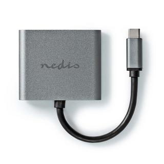 Nedis  USB-C™ Adapter | USB 3.2 Gen 1 | USB-C™ Male | 2x HDMI™ | 4K@30Hz | 0,10 m | Rund | Vernickelt | PVC | Schwarz | Box 