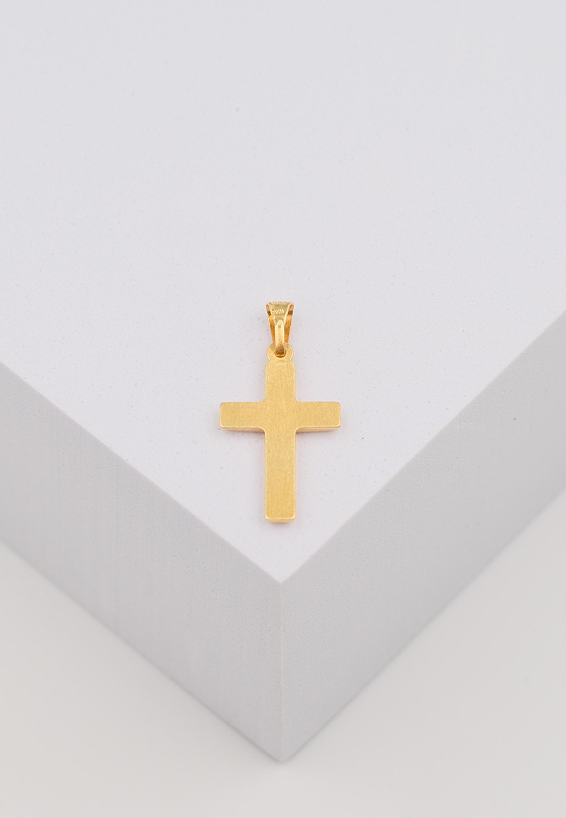 MUAU Schmuck  Pendentif croix de poutre en or jaune 750, 25x12mm 