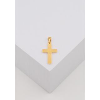 MUAU Schmuck  Pendentif croix de poutre en or jaune 750, 25x12mm 