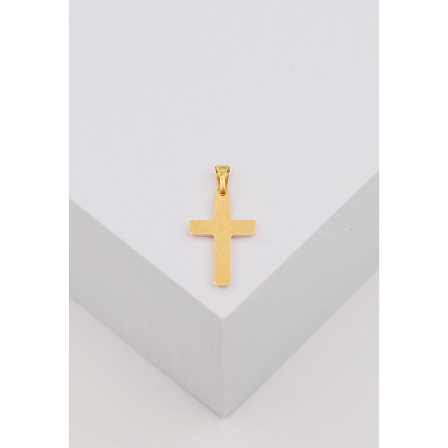 MUAU Schmuck  Anhänger Balken-Kreuz Gelbgold 750, 25x12mm 