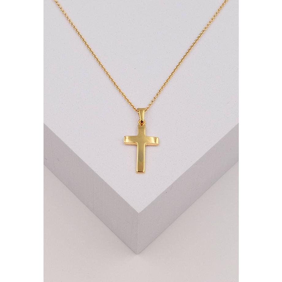 MUAU Schmuck  Anhänger Balken-Kreuz Gelbgold 750, 25x12mm 