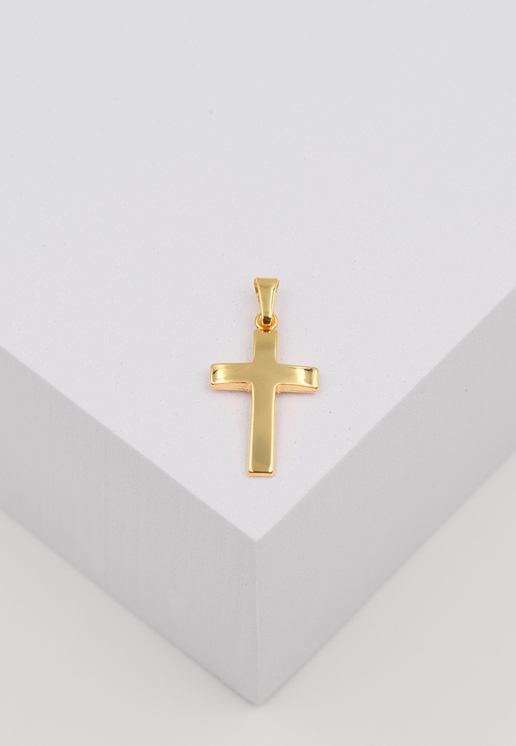 MUAU Schmuck  Pendentif croix de poutre en or jaune 750, 25x12mm 