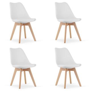 MST Set sedie MARK, gambe in legno bianco, 4 pz  