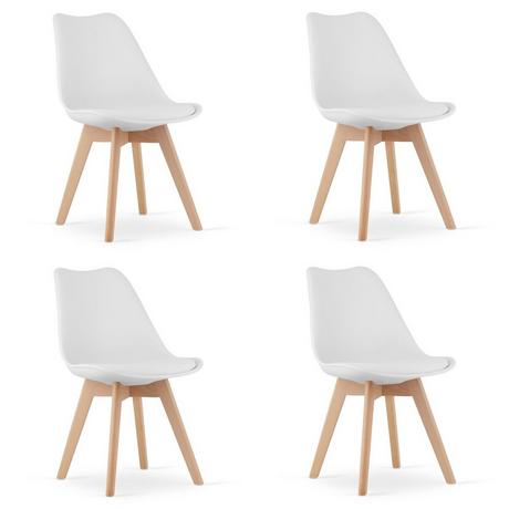 MST Set sedie MARK, gambe in legno bianco, 4 pz  