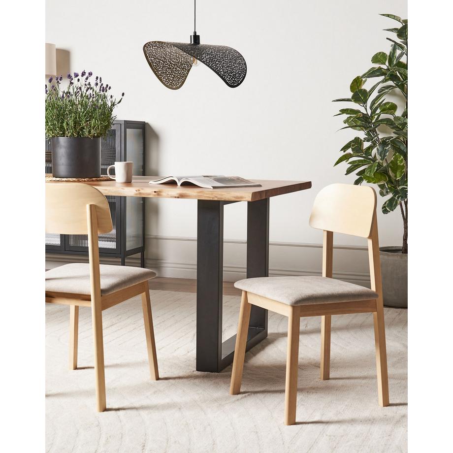 Beliani Esszimmerstuhl 2er Set aus Gummibaumholz Retro SCANDIA  