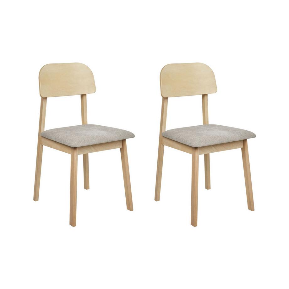 Beliani Esszimmerstuhl 2er Set aus Gummibaumholz Retro SCANDIA  