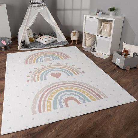 Paco Home Tapis de la chambre pour enfants arc-en-ciel  