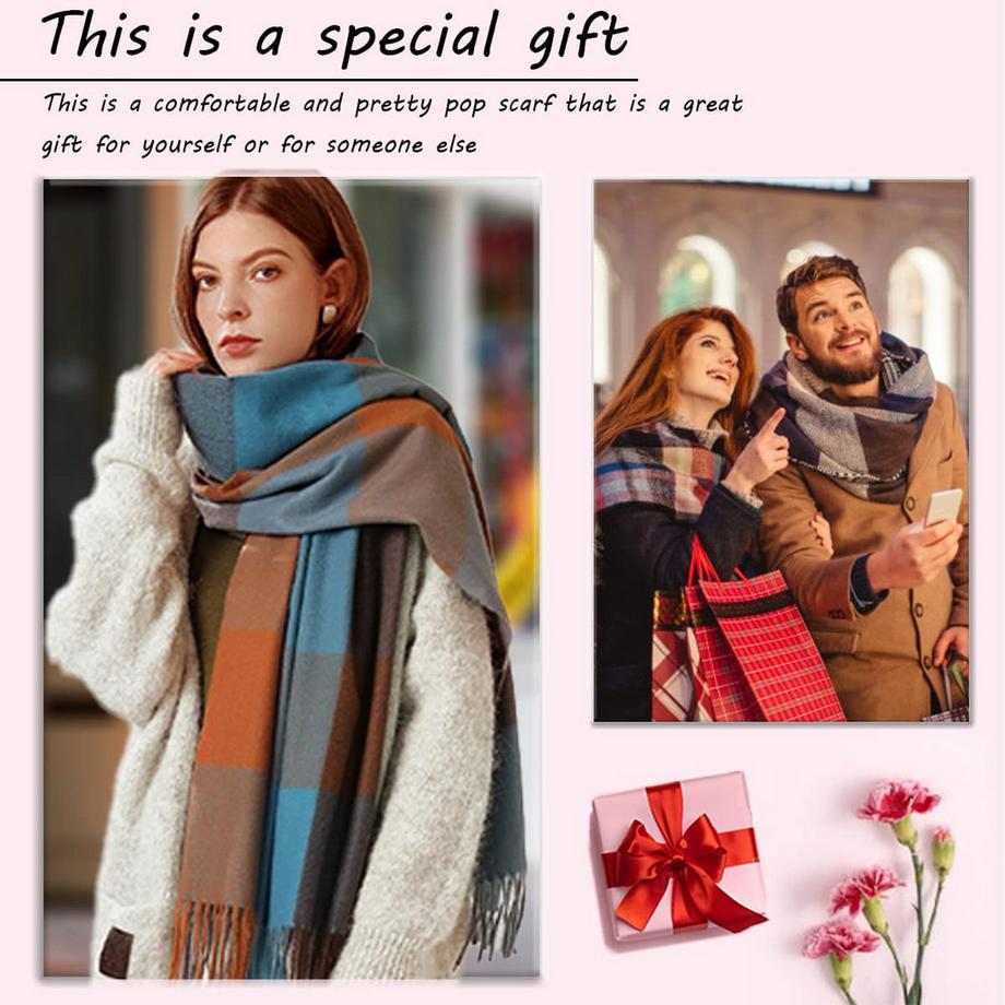 Only-bags.store Plaid Poncho Weicher Hochwertiger Winter Strickschal mit Quasten  