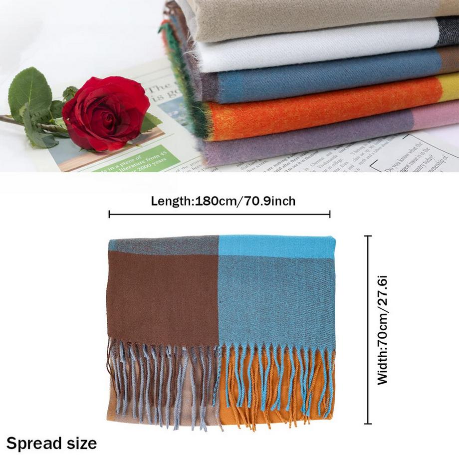 Only-bags.store Plaid Poncho Weicher Hochwertiger Winter Strickschal mit Quasten  