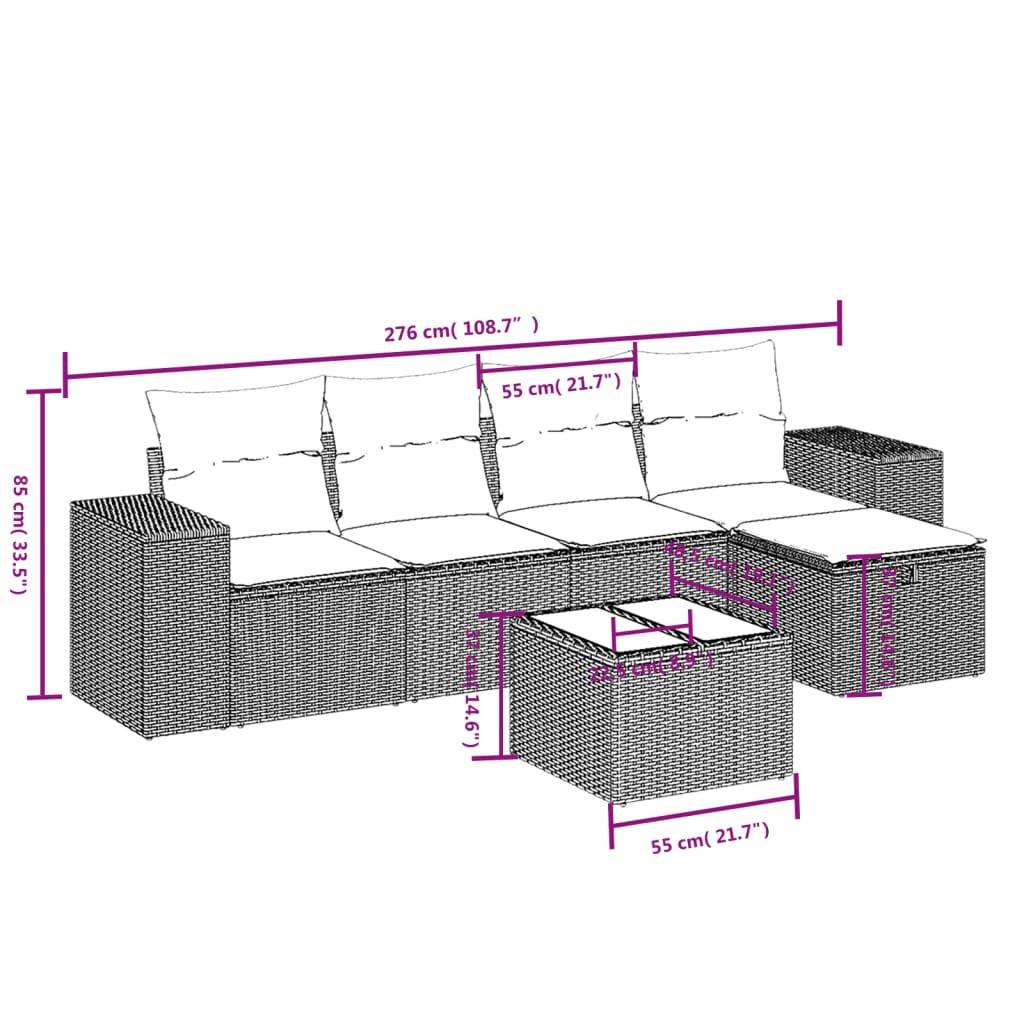 VidaXL set divano da giardino Polirattan  