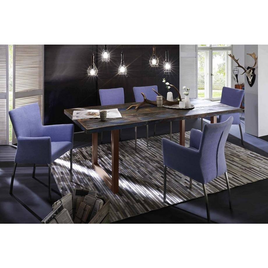 mutoni Table 240x100 cm - bois de récupération coloré - brun acier  