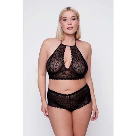 Ulla Popken  Culotte stretch en dentelle. Taille haute et entrejambe ouvert 