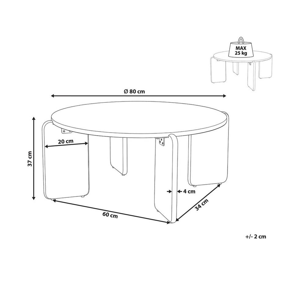 Beliani Couchtisch aus Marmor Modern LUNO  