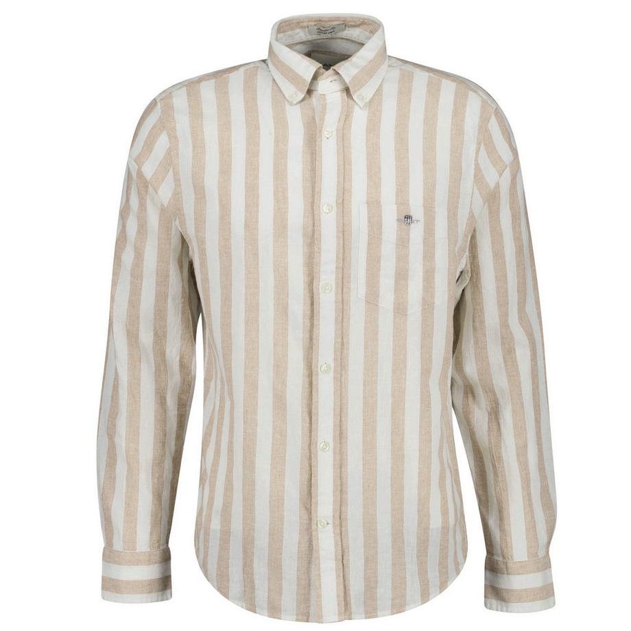 Camicia Uomini Confezione da 1 Vestibilità confortevole-REGULAR COTTON LINEN STRIPE SHIRT