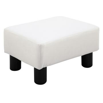 Poggiapiedi Sgabello Chesterfield In Ecopelle, Bianco, 40X30X24Cm