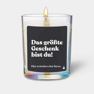 Bougie parfumée Rainbow Woody Das größte Geschenk bist du! Hier trotzdem eine Kerze.
