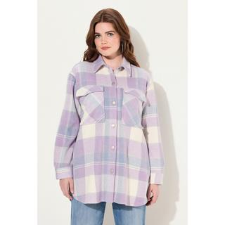 Ulla Popken  Surchemise à carreaux oversize, manches longues et col chemise 