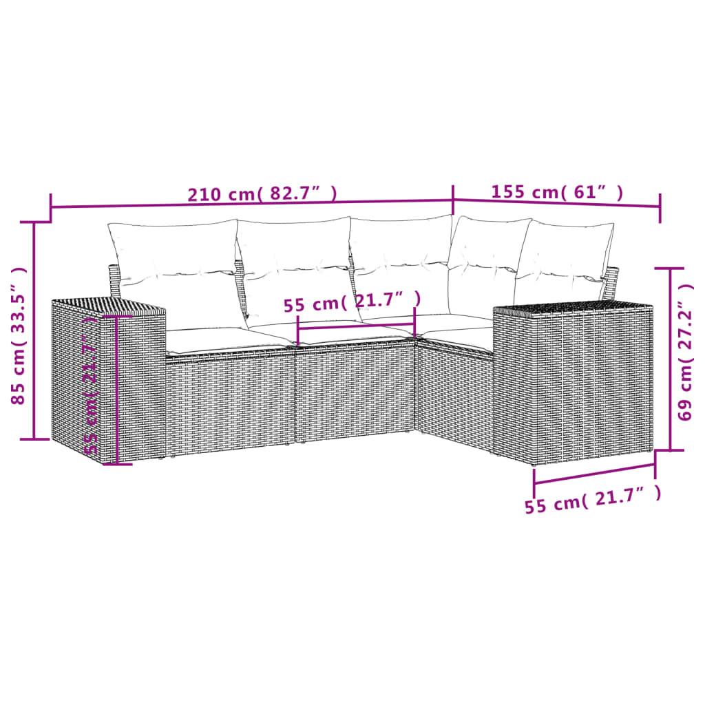 VidaXL set divano da giardino Polirattan  