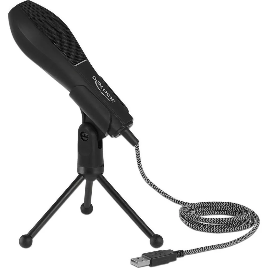 DeLock - Mikrofon USB Kondensator mit Tischständer, Schwarz