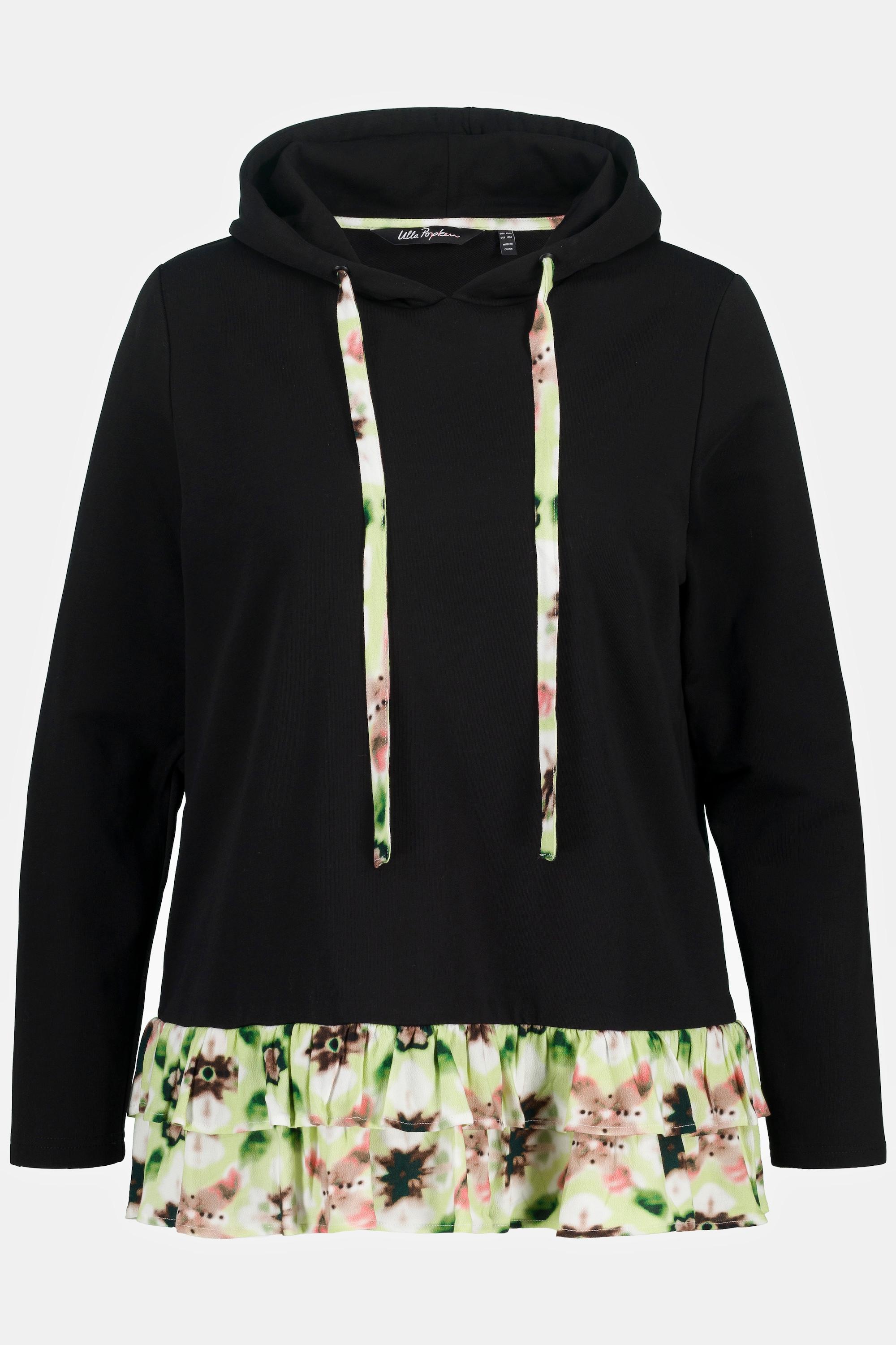 Ulla Popken  Hoodie, Lagenlook, A-Linie, Langarm, Kapuzenshirt 