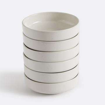 Set aus 6 tiefen Tellern aus gesprenkeltem Steinzeug