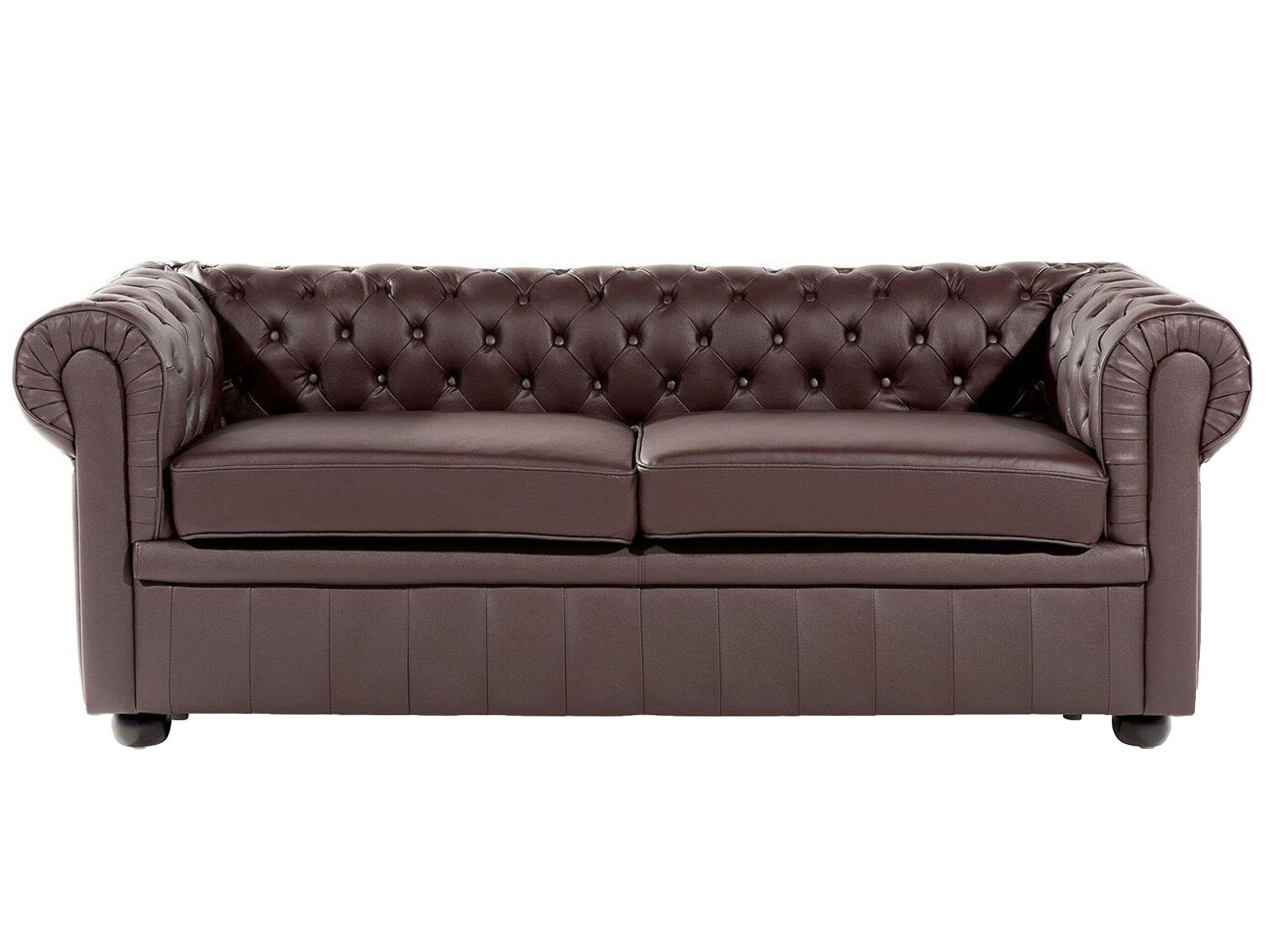 Beliani Wohnzimmer Set aus Echtleder Glamourös CHESTERFIELD  