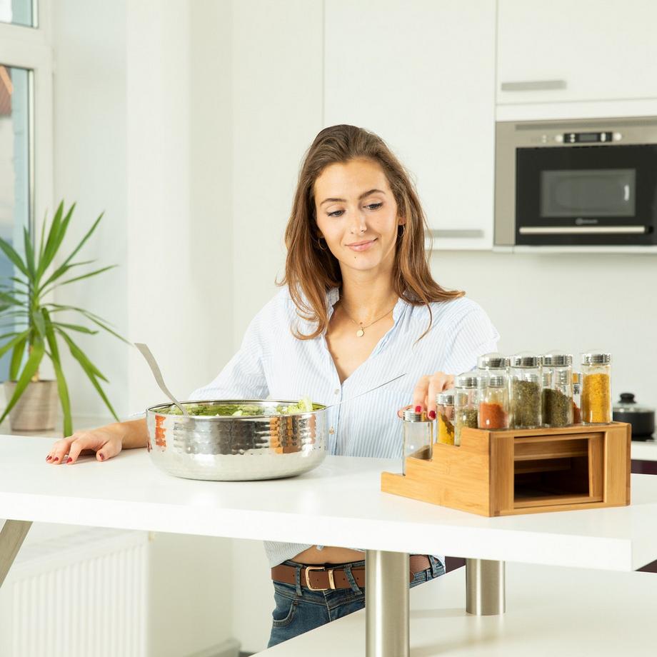 Northix Étagère à épices extensible en bambou à 4 niveaux  